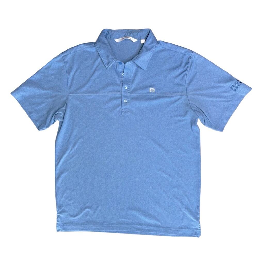 TRAVIS MATHEW Blue ‘Penta’ Short Sleeve Golf Polo Shirt Men’s